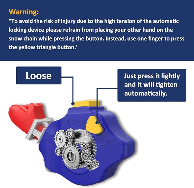 Auto Tightening Snow Chains Tire Chains, 1-Minute Quick Install, Twist-Link, Wear-Resistant, Universal for Car/SUV/Pickup Tru
