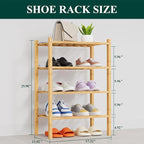 Smiry Shoe Rack, 4 Tier Thick Small Bamboo Shoe Organizer, Stackable Free Standing Wooden Shoe Storage Shelf for Closet, Entr