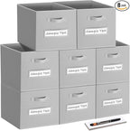 artsdi Fabric storage cubes (8 Pack) 13 Inch Cube Storage Bin, cube organizer bins with 8 Labels Window Cards & a Pen, Foldab