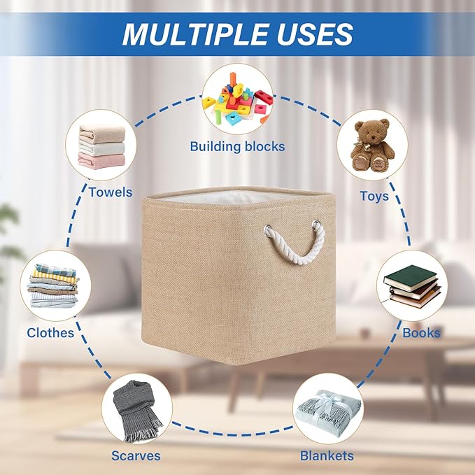 Temary Cube Storage Bins 11 Inch Fabric Storage Baskets 4 Pack Collapsible Storage Cubes Baskets for Gift Empty, Cube Organiz