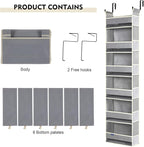 Over The Door Organizer 6-Shelves and 12 Side Pockets, Over The Door Storage for Bathroom Bedroom Nursery, Hanging Door Organ