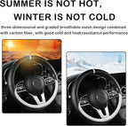 Black & White Nappa Leather Steering Wheel Cover, 14.5-15 inch Universal Car Steering Wheel Cover Non-Slip Breathable Absorbi