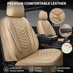 CAR PASS 3D Foam Faux Leather Car Seat Covers Full Set,Waterproof Tan Leather Seat Cover for Cars,Luxury Universal Fit Anti-S