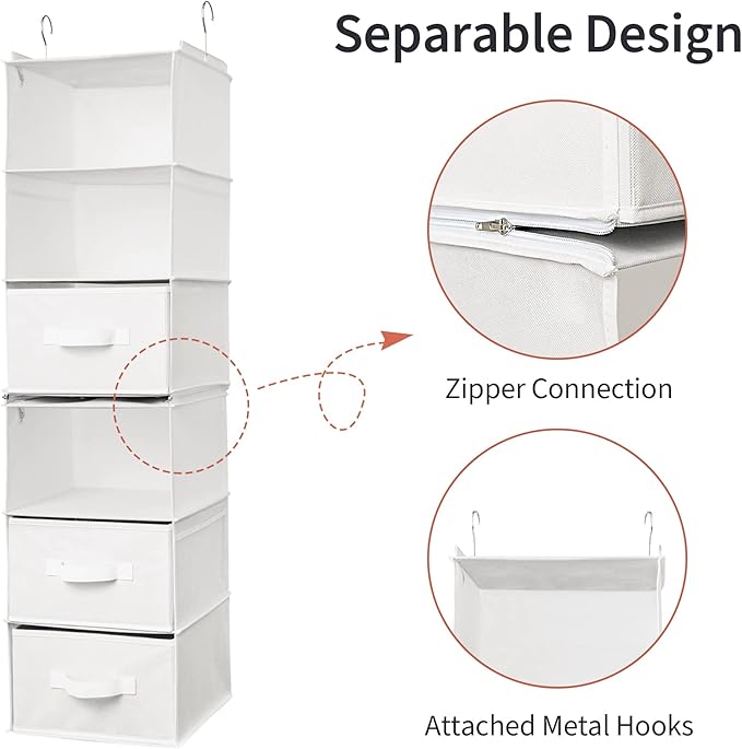 GRANNY SAYS 6-Shelf Hanging Organizer for Closet, Separable to 2 Pack 3-Shelf Hanging Shelves, Organization and Storage with 
