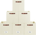 FinishingBo 6-Pack Storage Cubes with Handles & Label Holders Basket, Closet Cube Home Organizer Bins(Beige, 13 x 13 x 13 inc