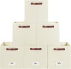 FinishingBo 6-Pack Storage Cubes with Handles & Label Holders Basket, Closet Cube Home Organizer Bins(Beige, 13 x 13 x 13 inc