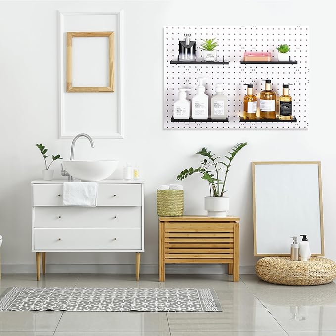 Lineshading 4 Pcs Pegboard Shelves, 10 x 4 Inch Metal Shelf Brackets Pegboard Tray Accessories Wall Organizer for Craft Room 