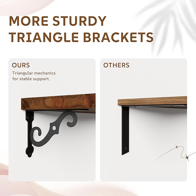 Solid Wood Floating Shelves for Wall with Metal Brackets,2 Tier 48 inch Pinewood Wall Shelf,Suitable for Multiple Places Such