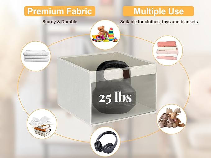 StorageWorks Closet Storage Bins, Extra Large Storage Baskets with Clear Window and Handles, Foldable Fabric Organizer for Cl