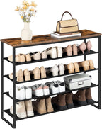 HOOBRO Shoe Rack, 5 Tier Shoe Storage Organizer with 4 Oxford Fabric Shelves and Top Panel, Holds 16-20 Pairs of Shoes, for E