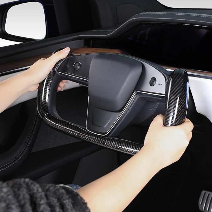 Steering Wheel Cover for Tesla Yoke Steering Wheel, Car Steering Wheel Cover for Tesla Model S 2021-Present/Model X 2021-Present Steering Wheel Accessories Black
