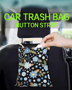 Car Trash Can, Durable Hanging Car Trash Garbage Bag, Cute Automotive Garbage Cans Organizer, Cute Blue Floral