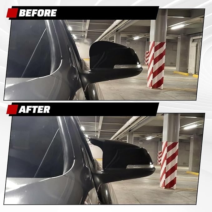 ECOTRIC Door Mirror Caps Side Mirror Covers Compatible with BMW F20 F21 F23 F30 F31 F32 F33 F34 F36 F87 X1 E84 Glossy Black Rearview Replacement for 51167292745 51167292746 51162222543 51162222544