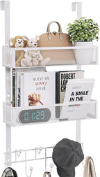 Consumest Over The Door Organizer Hooks, Door Hanger with 9 Coat Hooks & 2 Mesh Basket, Rustproof Back Storage Organizer for 