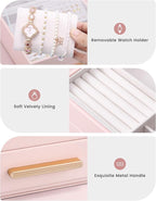 Lolalet 2-Layer Jewelry Box Organizer for Women Girls, Jewelry Storage Case Holder with Drawers for Necklaces Ring Earrings B
