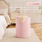 Artfeel Laundry Basket,Woven Cotton Rope Laundry Hamper,60L for Decorative Storage of Dirty Clothes,Toys and Blankets in Bath