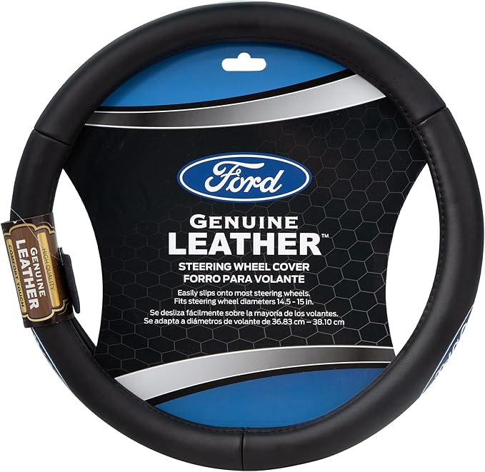 Plasticolor 006743R01 Ford Genuine Leather Steering Wheel Cover