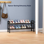 Abiglifty 2-Tier Expandable Shoe Rack,17"-33" Adjustable Shoe Rack for Closet,Metal Shoes Shelves for Front Door Entrance, Ga