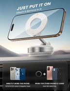Lamicall Car Phone Mount - [70 LBS Strongest Suction] for Magsafe Car Mount, 360° Adjustable Suction Cup Phone Mount Dashboard Windshield Vacuum Magnetic Phone Holder for Car White