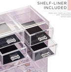 Sorbus Acrylic Makeup Organizer Set, 7-Drawer Vanity & Countertop Cosmetic Storage with Small & Wide Compartments, Tie Dye Ma