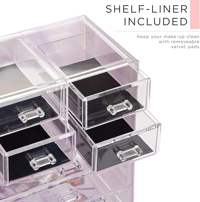 Sorbus Acrylic Makeup Organizer Set, 7-Drawer Vanity & Countertop Cosmetic Storage with Small & Wide Compartments, Tie Dye Ma
