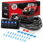 Nilight 16AWG 14AWG 12AWG LED Light Bar Wiring Harness Kit 12V On/Off 5 Gang Rocker Switch Panel Power Relay Blade Fuse 5Pin Toggle Switches for Cars Boat ATV Trucks-10 Leads