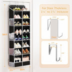 Yecaye 8 Tier Over the Door Shoe Organizer of Deep 16 Compartments, 50lbs Load Shoe Rack for Door in Oxford Holds 16-24 Pairs