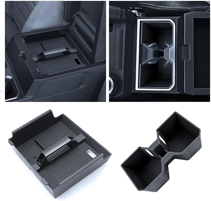 for 2025~2026 Toyota 4runner - 6th Gen 4Runner 2Pcs Center Console Armrest Organizer Tray ABS Materials& Silicone Cup Holder Insert