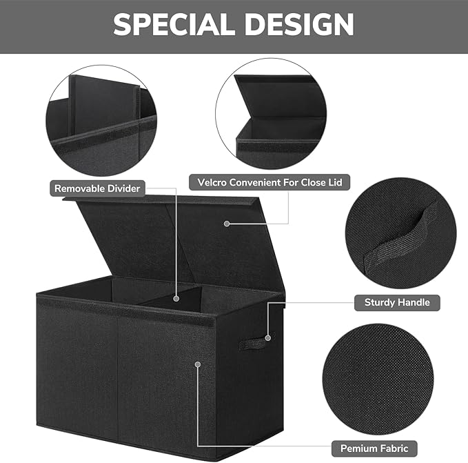 INDRESSME 25"x13"x16" Large Toy Storage, Foldable Storage Bins with Dividers, Toy Chests for Closet, Playroom, Bedroom, Toy B