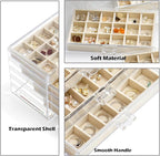 YUFONG Jewelry Organizer with 5 Drawers Clear Acrylic Earring Display Case Velvet Jewelry Storage Box Display Holder for Earr