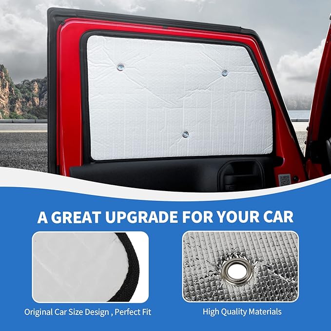 JK Windshield Sunshade, 8PCS Side Window Sun Shade Compatible with 2007-2017 Jeep Wrangler JK 4-Door