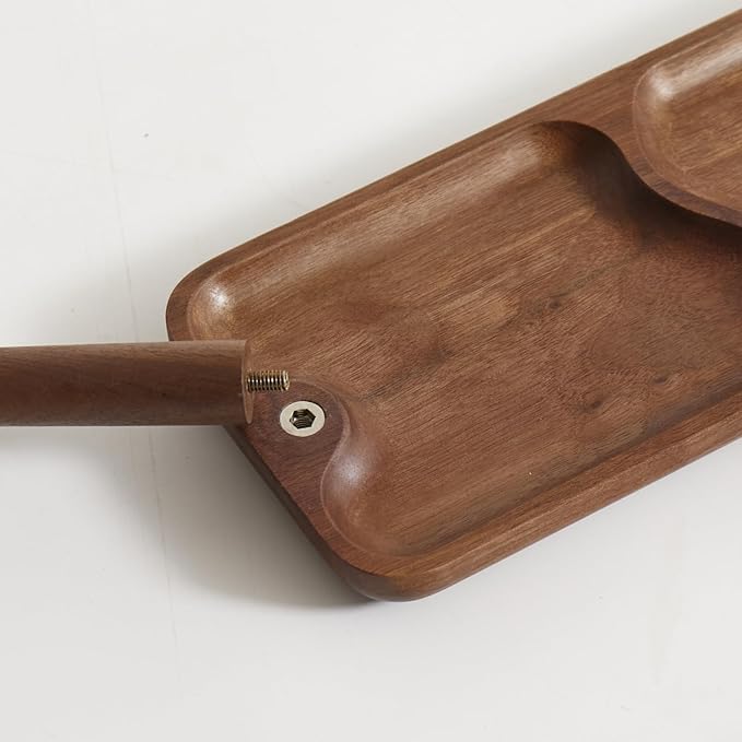 Black Walnut Solid Wood Key Dish Bowl for Entryway Table Square Tray With 3 Hooks, Open Storage for Keys, Wallet, Jewelry (Wa