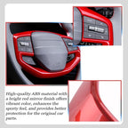 Steering Wheel Button Cover, for Kia K4 2024 2025 2026,Steering Wheel Button Panel Protection Frame Molding Trim - Wine Red(for LXS, EX，LX Model)