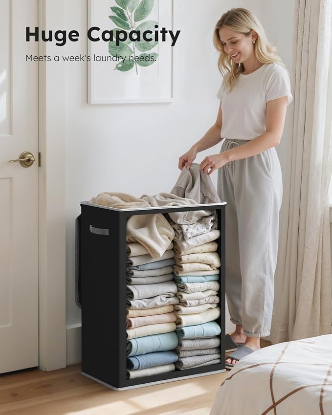SOLEDI Laundry Hamper with Lid 130L Large & Tall Collapsible Laundry Basket, Clothes Hamper with Bag Removable Easy to Carry,