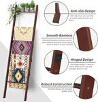 BAMBANG 6-Tier Blanket Ladder for Living Room, Blanket Quilt Ladder Rack Rustic Decorative Towel Holder, Wall Leaning Blanket