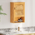 VIAGDO Bathroom Wall Cabinet, Wooden Medicine Cabinet with Single Door and Adjustable Inner Shelf, Bamboo Storage Cabinet Wal