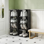Kitstorack 10 Tiers Stackable Shoe Rack for Closet and Front Door Entrance - Free Standing Plastic Stand, Narrow Tall Vertica