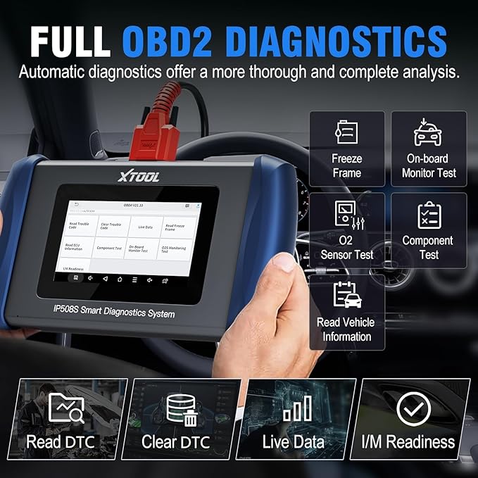 OBD2 Scanner Diagnostic Tool XTOOL IP508S: Code Reader for Cars & Trucks with 15 Resets, Crank Sensor Relearn, ABS Bleed, CAN