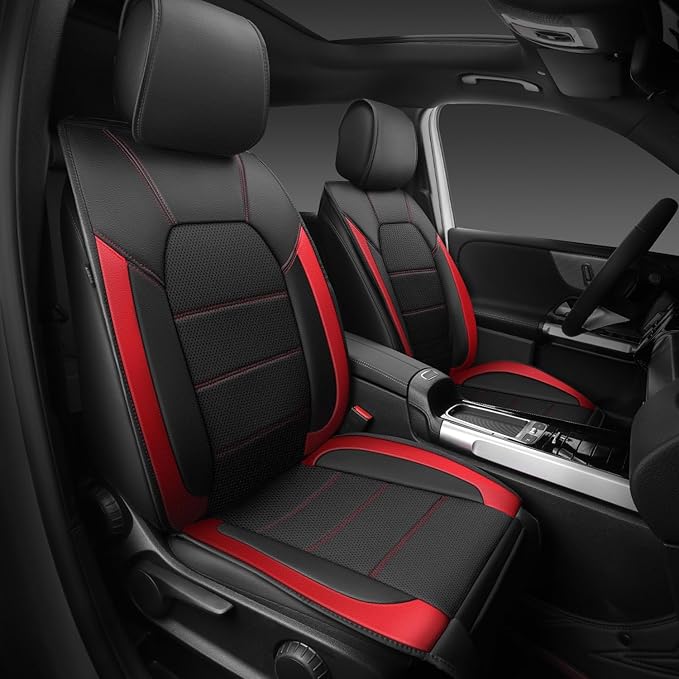 CAR PASS 5 Seats Leather Car Seat Covers, Sideless Car Seat Protectors with Storage Pocket, Water Resistance Seat Cover, Univ