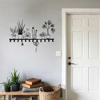 Black Metal Large Wall Mount Rack Set of 2 with 12 Hooks, Unique Wall Hooks for Clothes, Hat, Bag, Key, Cute Wall Hanger for 