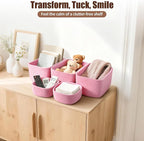 5-Pack Small Woven Rope Storage Baskets – 2 Sizes Organizer Bins for Closet, Shelf, Bookshelf, Nursery, Changing Table, Fabri