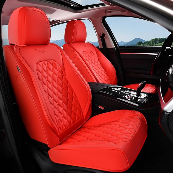 Coverado Front Seat Covers, Waterproof Nappa Leather Stain-Resistant Protectors, Universal Fit for Sedans, SUVs, Trucks, Auto