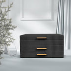 Dajasan Jewelry Box Organizer, 3-Tier Jewelry Storage with 2 Drawers, Large Jewelry Boxes for Women, PU Leather Surface with 