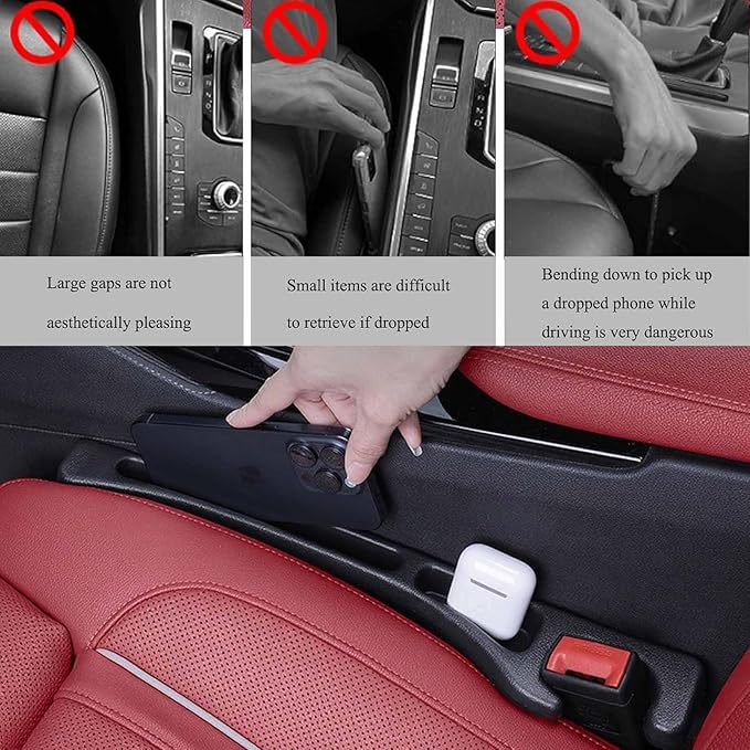 No Drop Seat Guard, Car Seat Gap Filler, Car Gap Filler Organizer, Universal Drop Seat Guards for Cars, Car Accessories Interior Prevent Stop Cellphone Wallet Keys Coins and Card from Dropping