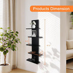 5 Tier Wall Shelf Unit-Black Floating Shelves for Home Decor, Modern Unique Asymmetric Design for Bedroom & Living Room Stora