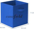 Casafield Set of 6 Collapsible Fabric Cube Storage Bins, Royal Blue - 11" Foldable Cloth Baskets for Shelves, Cubby Organizer