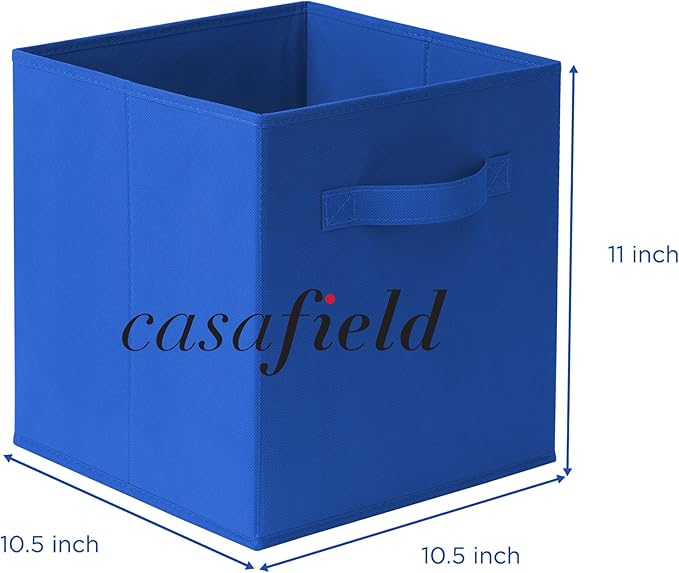 Casafield Set of 6 Collapsible Fabric Cube Storage Bins, Royal Blue - 11" Foldable Cloth Baskets for Shelves, Cubby Organizer