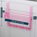 Consumest Over The Door Hooks Organizer - Over Door Hanger with 16 Hooks & 2 Baskets for Hanging Coat, Clothing, Towel, Back 