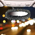 Bling Car Rearview Mirror Cover with Crystal Rhinestones Women's Full Drill Head Pillow Cover Interior Accessories - Universal Fit, Multicolor