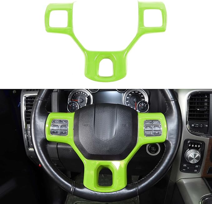 Hoolcar Interior Steering Wheel Cover ABS Trim Compatible with 2010-2017 Dodge RAM Accessories, Light Green